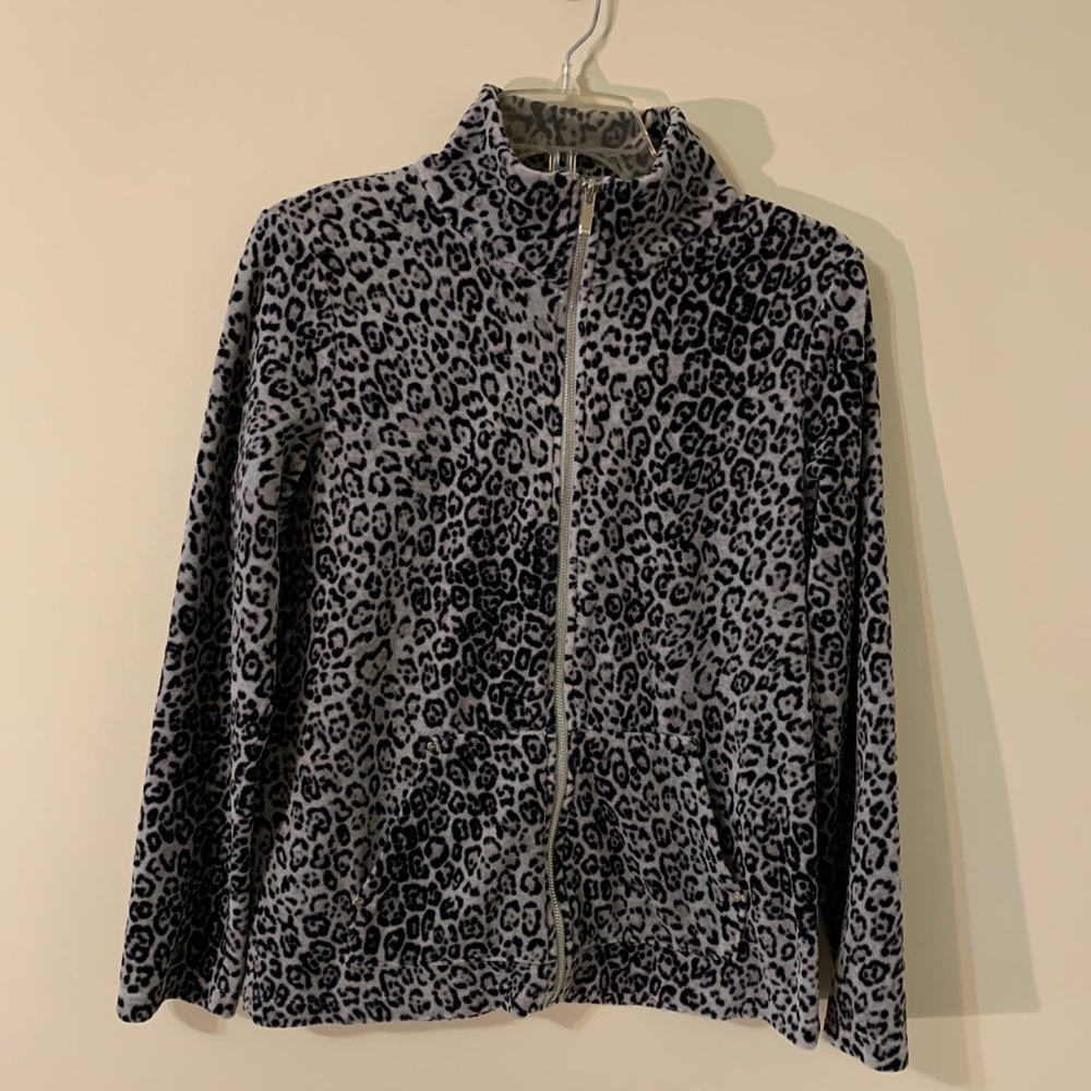 Jones New York Signature Velour Zip Up Jacket - Picture 2 of 12